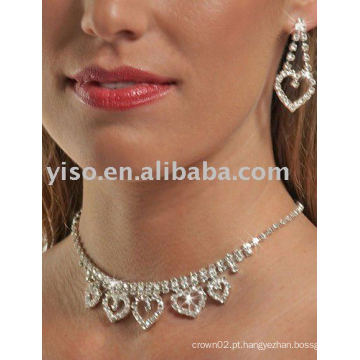 Conjunto de bijuterias de 5 rhinestone coração